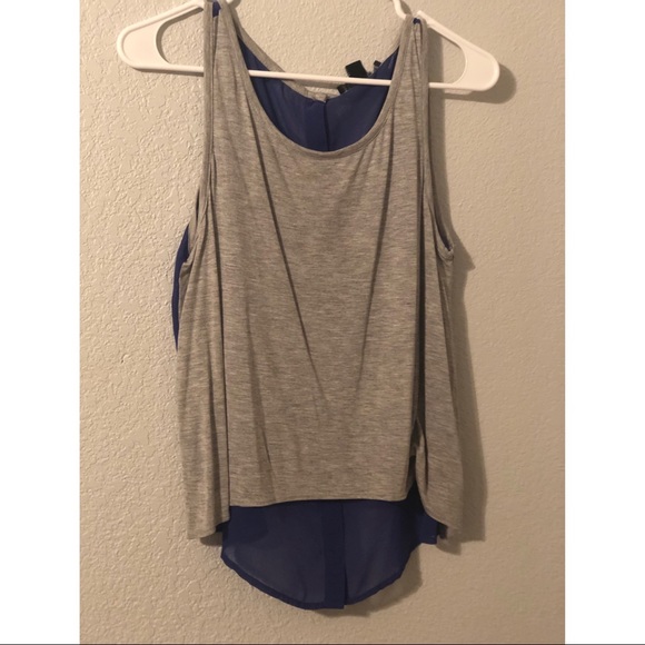 Forever 21 Tops - Gray and Blue High Low Button Back Tank